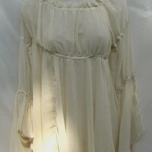 Creamy white flowy sheer blouse from Beware - Previously loved